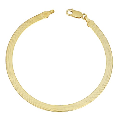 【中古】【未使用・未開封品】Kooljewelry 10Kイエローゴールド 4.5mm ヘリンボーンブレスレット (7.5インチ)