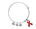 【中古】【未使用・未開封品】募金調達 For A Cause AIDS/HIV Awareness レッドリボン Hope, Faith, Love 格納式チャームブレスレット (ブレスレット1個), シルバー