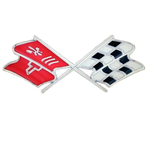 【中古】【未使用・未開封品】C3コルベット クロスドフラッグ ウォールエンブレム ラージメタルアート 68-76 フルサイズ 32インチ x 13インチ サイズ