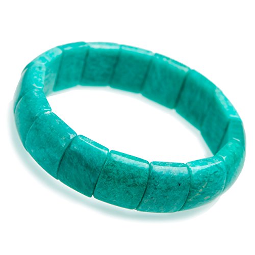 【中古】【未使用・未開封品】Mozambique天然アマゾナイトジェムストーンクリスタル長方形ビーズストレッチブレスレット16?x 7?mm