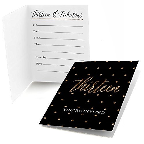 【中古】【未使用 未開封品】Chic 13th Birthday - Black and Gold - Fill-In Birthday Party Invitations (8 count)