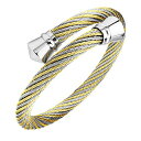 【中古】【未使用・未開封品】555Jewelry クラシック ヴィンテージ ステンレススチール ツイスト ワイヤー カフ ブレスレット バングル L