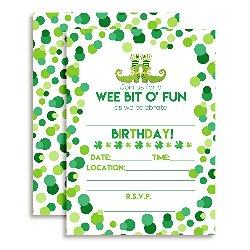 【中古】【未使用・未開封品】St. Patrick's Day Themed Birthday Party Fill In Invitations set of 10 with envelopes