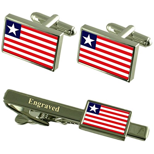š̤ۡѡ̤ʡLiberia Flag Cufflinks EngravedåMatchingܥåå