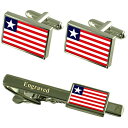 【中古】【未使用・未開封品】Liberia Flag Cufflinks EngravedタイクリップMatchingボックスセット