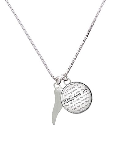 yÁzygpEJizSilvertone Good LuckC^Az[???Bible verse Philippians 4?: 13KXh[Necklace , 18?