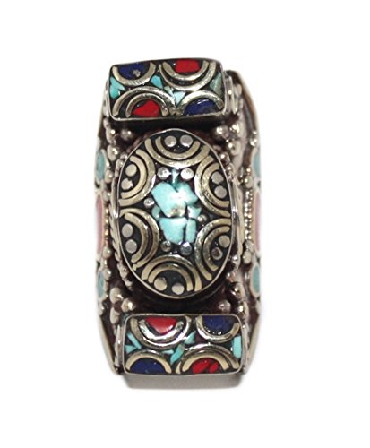 【中古】【未使用・未開封品】ターコイズリング、ラピスリングチベットネパールリング、リング、ジプシー、コーラルリング、リング、Bohoリング