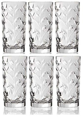 【中古】【未使用・未開封品】Crystal Highball Glasses [Set of 6] Drinking Glasses for Water, Juice, Beer, Wine, and Cocktails Tall Clear Heavy Base Bar Glass With L