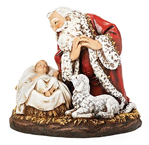 【中古】【未使用・未開封品】Roman - 20cm KNEELING SANTA W/SLEEP BABE AND LAMB FIG