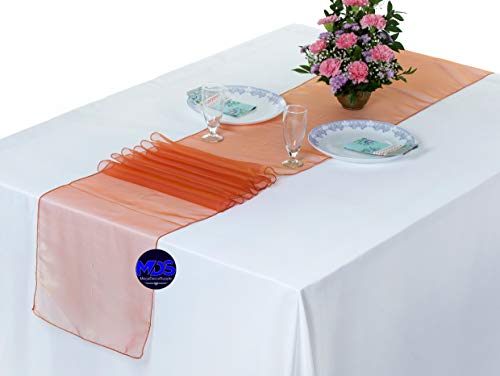 MDS (エムエスディー) 結婚式用うテーブルランナー 12インチ×108インチ 10 10 _Organza runner_ brunt orange