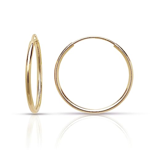 White Gold - 【中古】【未使用・未開封品】Olivia's Collection エンドレスフープピアス 14Kホワイトゴールドまたはイエローゴールド 10-20mm 幅1.0mm 女性 男性 ティーン向け, 16mm (0.63