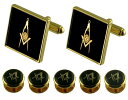 【中古】【未使用・未開封品】Senior DeaconゴールドカフスボタンMasonic 5シャツドレススタッドボックスセット