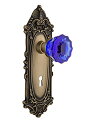 楽天AJIMURA-SHOP【中古】【未使用・未開封品】Nostalgic Warehouse 726563 Victorian Plate Interior Mortise Crystal Cobalt Glass Door Knob in Antique Brass, 2.25 with Keyhole