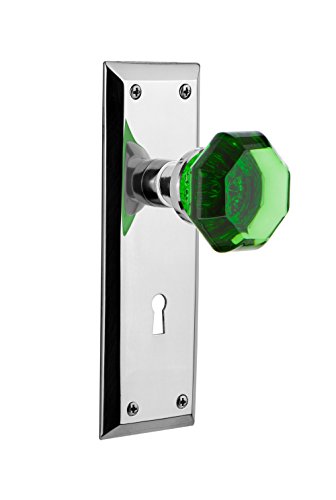 【中古】【未使用・未開封品】新しいYorkドアセットwith Keyhole and Colored Waldorfクリスタルガラスノブ Privacy - 2.375 725770 1