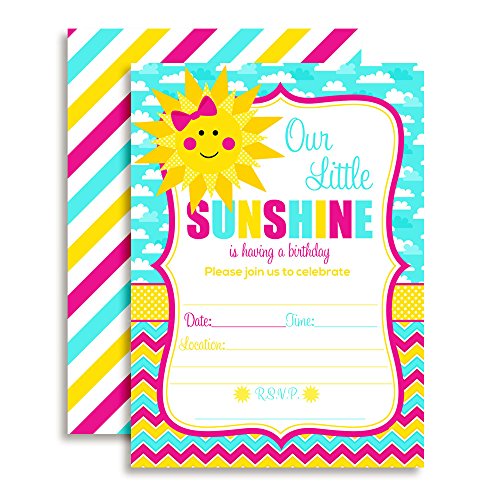 楽天AJIMURA-SHOP【中古】【未使用・未開封品】Ray of Sunshine Girl Birthday Party Fill In Invitations, set of 10 including envelopes