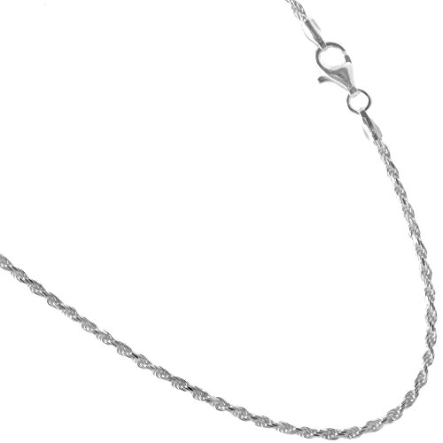 【中古】【未使用・未開封品】1.6?MMダイヤモンドカットスターリングシルバーロープチェーン。925イタリアネックレス14,16,18,20,22,24,30?...