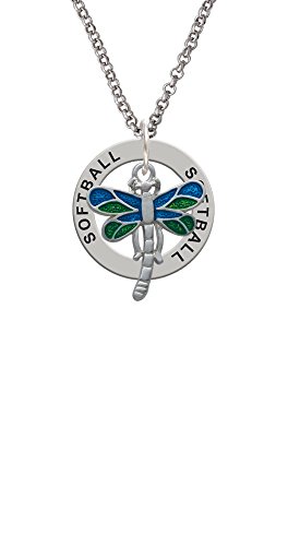 【中古】【未使用・未開封品】ドラゴンフライwithグリーン&ブルーWings???ソフトボールAffirmationリングネックレス