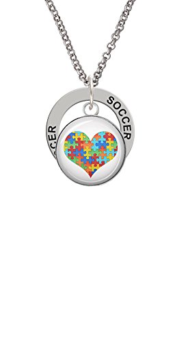 【中古】【未使用・未開封品】ドーム型パズルピースハート???Soccer Affirmationリングネックレス