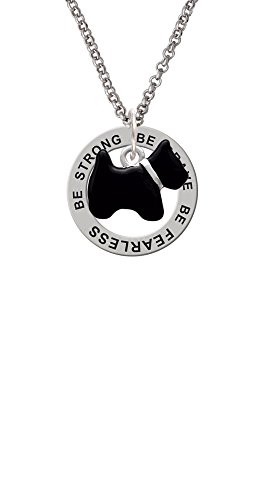 【中古】【未使用・未開封品】SilvertoneブラックScottie Dog???Be Strong Brave Fearless Affirmationリングネックレス