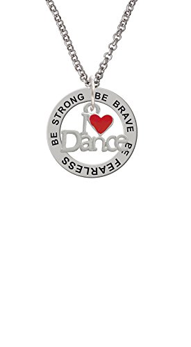 【中古】【未使用・未開封品】Silvertone I love Dance Withレッドハート???Be Strong Brave Fearless Affirmationリングネックレス