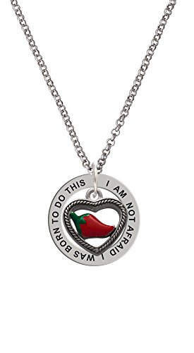 シルバートーン ジャラペノ インロープハート - Not Afraid Affirmation リングネックレス 24インチ
