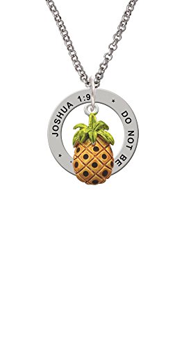 【中古】【未使用・未開封品】シルバートーンエナメルパイナップル???Joshua 1?: 9?Affirmationリングネックレス