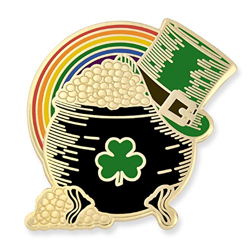 【中古】【未使用・未開封品】PinMartのポット・オブ・ゴールド アイルランドのトップ・ハット レインボー 聖パトリックの祝日 エナメル ラペルピン 5 ゴールド