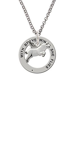 【中古】【未使用 未開封品】Silvertone Flying Pig Brave Wings Affirmationリングネックレス