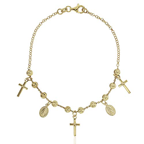 スターリングシルバー黄色Religious 9?" + 1?"ブレスレット
