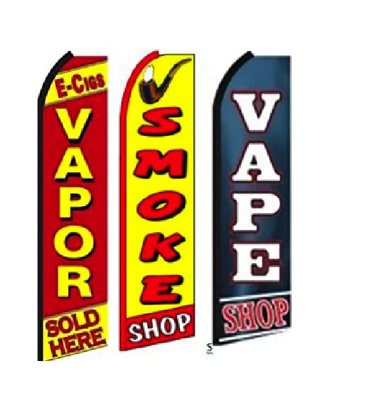 【中古】【未使用 未開封品】Eタバコ Vapor Sold Here Smoke Shop Vape Shop King Swooper フェザーフラッグサイン- 3個パック (ハードウェアは含まれていません)
