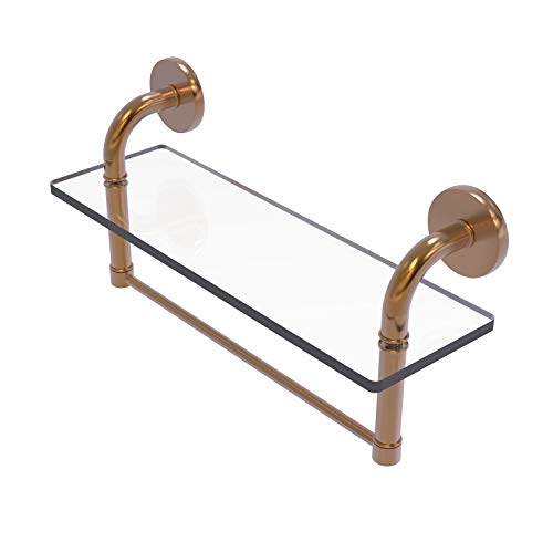 Remi Collection 16 Inch Glass Vanity Shelf with Integrated Towel Bar - RM-1-16TB-BBR