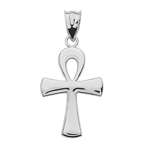 【中古】【未使用・未開封品】光沢仕上げ 925スターリングシルバー エジプトアンククロス チャームペンダント