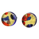 【中古】【未使用・未開封品】GlassOfVenice ムラーノガラス ベネチアン反射 ラウンド スタッド イヤリング - ブルー レッド