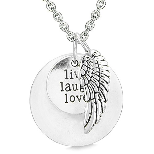 yÁzygpEJizGuardian Angel Wing Live Laugh Love Inspirational Medallion Magic AmuletzCgNH[c18C`lbNX