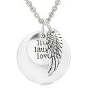 【中古】【未使用・未開封品】Guardian Angel Wing Live Laugh Love Inspirational Medallion Magic Amuletホワイトクォーツ18インチネックレス