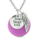 【中古】【未使用・未開封品】Guardian Angel Wing Live Laugh Love Inspirational Medallion Magic Amuletパープルクォーツ18インチネックレス