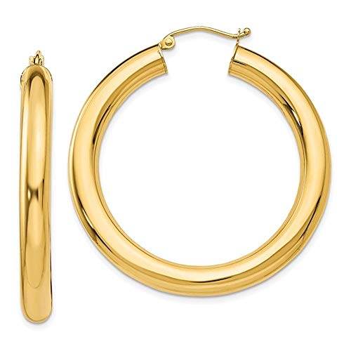White - 【中古】【未使用・未開封品】14K イエローゴールド 厚手チューブフープピアス クリックダウンクラスプ付き (5mmまたは6mmチューブ)