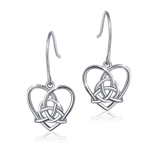 š̤ۡѡ̤ʡ925 Sterling Silver Good Luck Irish Celtic Knot Triangle Vintage Love Heart Earring