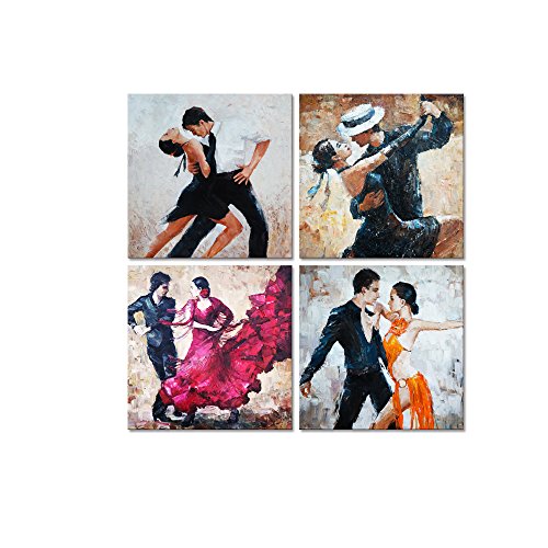 【中古】【未使用・未開封品】タンゴ装飾アートポスター印刷Romance Passion Dancing Fineアート寝室バー用デコレーション 12"x12"x4pcs ホワイト