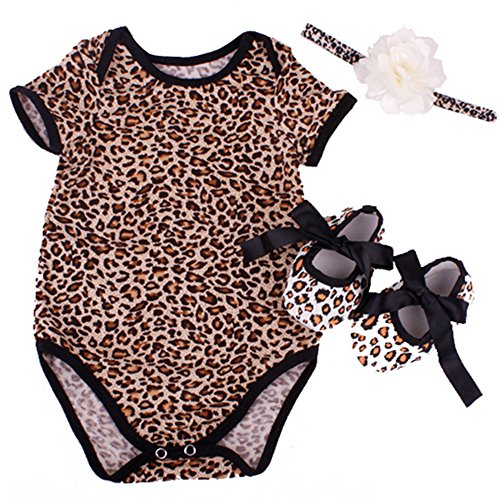 【中古】【未使用 未開封品】Reborn Baby Doll Leopard Romper Clothes Set for 20-22 Inch Reborns Newborn Girl Dolls Bodysuit Toy