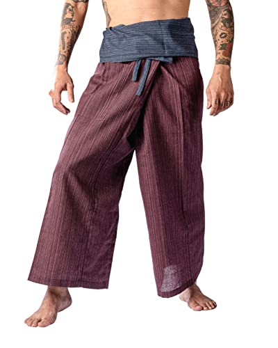 š̤ۡѡ̤ʡBEST Thai Fisherman Pants Yoga Trousers Free Size Cotton Blue and Maroon 2 TONE