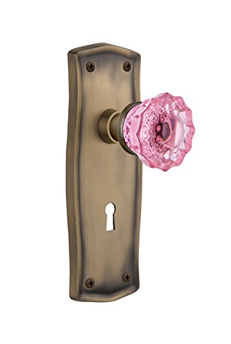 樂天商城 - 【中古】【未使用・未開封品】Nostalgic Warehouse 721913?Prairieプレートwith Keyhole Passageクリスタルピンクガラスドアノブ、アンティーク真鍮、Passage???2.75