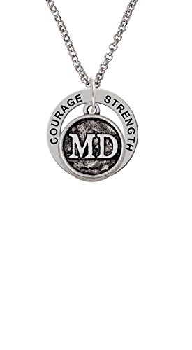 Doctor Caduceus Seal???知恵強度勇気Affirmationリングネックレス シルバー