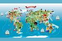 【中古】【未使用・未開封品】Map of the Worldアニメスタイル教室フレーム入りポスター12?x 18?by proframes 18x12 inch...