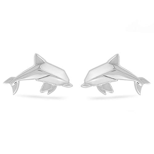 【中古】【未使用・未開封品】Boma Jewelry スターリングシルバー 折り紙 イルカ スタッドピアス, 金属