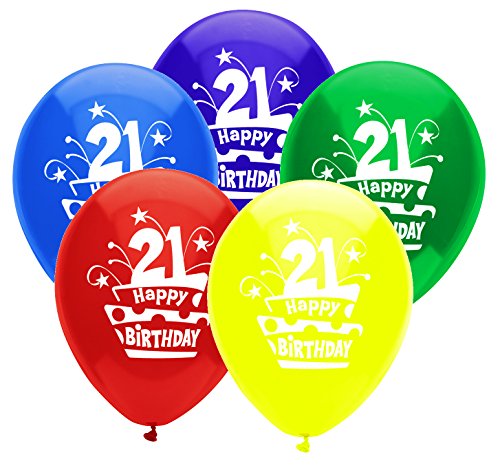 【中古】【未使用 未開封品】(8 CT, 21st BIRTHDAY CAKE) - PartyMate 24638 Printed Latex Balloons, 8 CT, 21st BIRTHDAY CAKE