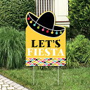 【中古】【未使用・未開封品】Big Dot of Happiness Let's Fiesta - パーティーデコレーション - メキシカンフィエスタウェルカムヤードサイン