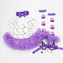 【中古】【未使用 未開封品】Reborn Baby Doll Clothes Outfit for 20-60cm Reborns Newborn Babies Matching Clothing Purple Dot Tutu Dress Four-Piece Set