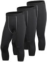【中古】【未使用・未開封品】yuerlianメンズ3パック圧縮3?/ 4?Capri Shorts Baselayerクールドライスポーツタイツ XL