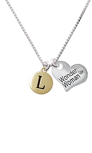 【中古】【未使用・未開封品】Capitalゴールドトーン文字???L???小石???ファミリハートネックレス ゴールド